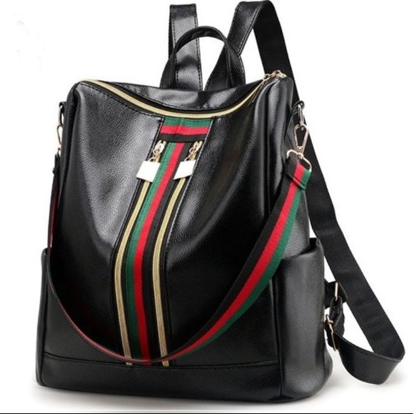 T&J Designs Bags Mini Double Zippers Oxford Backpack Black Nwot